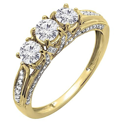 DazzlingRock Collection (KS160-14Y25) Damenring: 14Kt Gelbgold, Rundschliff, I-J Diamant
