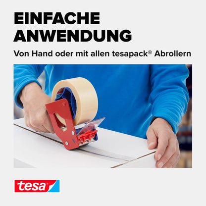 tesa 64014 Verpackungsband (Transparent): 6 Rollen à 66m x 50mm, leise & UV-beständig