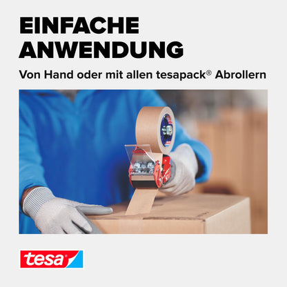 tesa parcel tape (brown): 6 rolls of 50m x 50mm, FSC-certified &amp; recycling-friendly