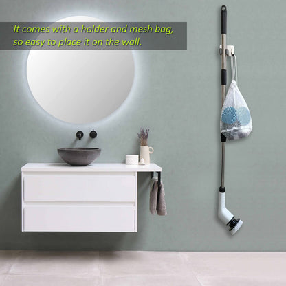Electric cleaning brush with 8 drill brush heads &amp; adjustable handle