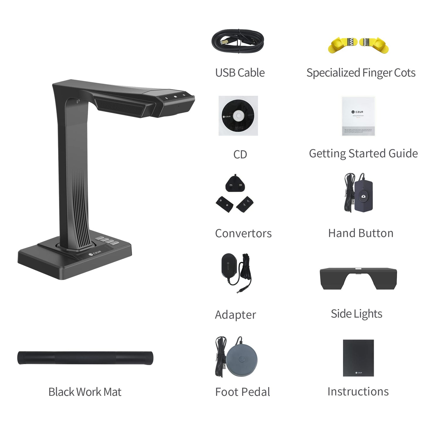 Professional book scanner 'CZUR ET24 Pro' with HDMI: 24MP with laser flattening technology