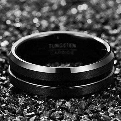 Partnerring aus Wolframcarbid für Herren in Schwarz: Kratzfest (8mm - Größe 70-22.3)
