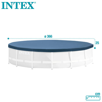 INTEX Round Pool Cover (28031): Poolabdeckplane mit Ø 366cm in Dunkelblau