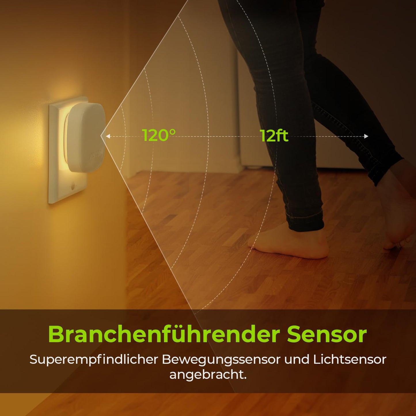 AUVON LED Night Light Set of 2 (Warm White): Motion Sensor &amp; Twilight Sensor