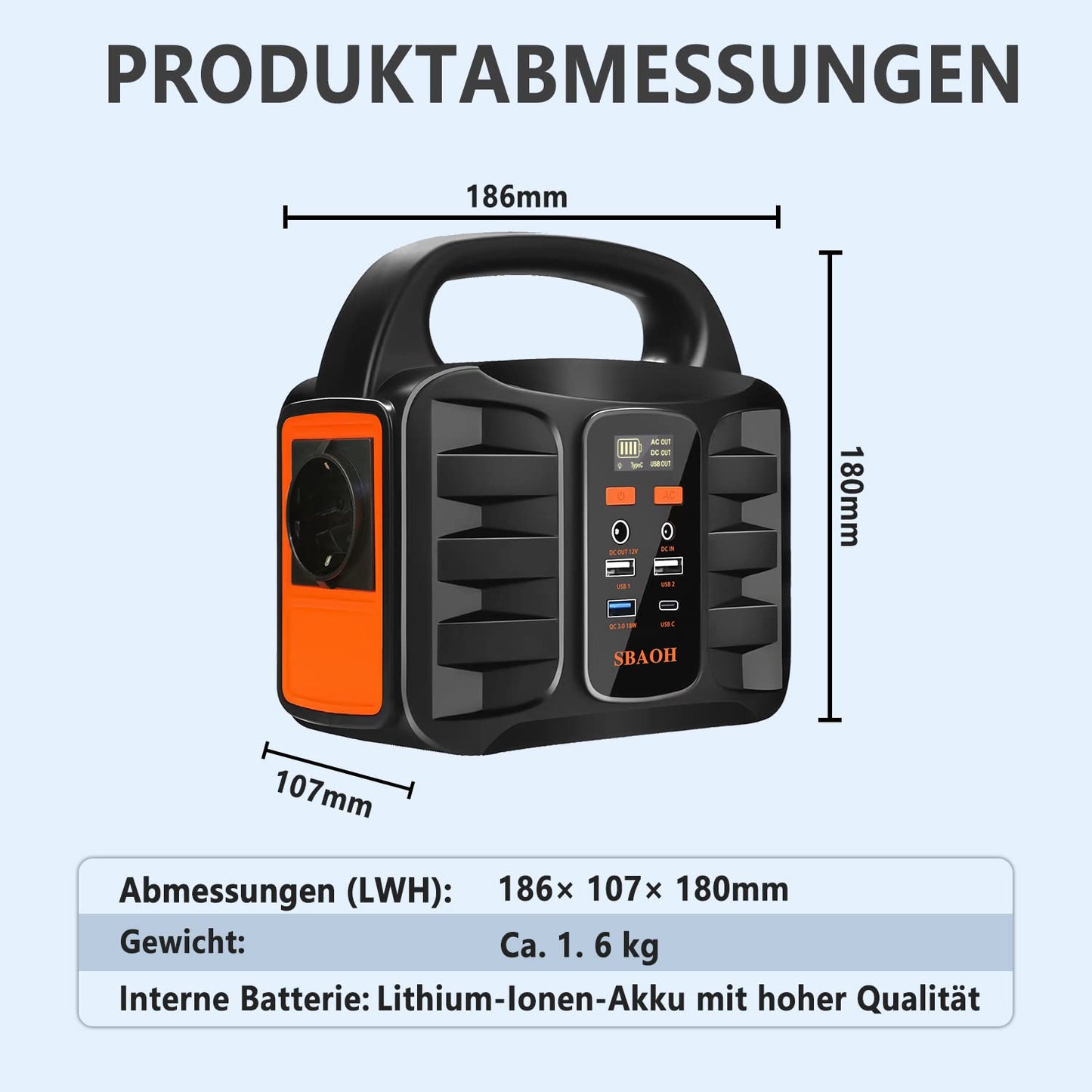 Outdoor Powerstation 'SBAOH' 99Wh, 150W: Solar Generator Battery for Travel &amp; Camping