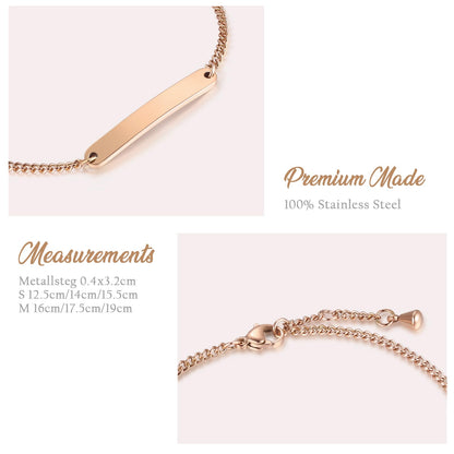 TMT Personalized ladies bracelet with engraving in silver, gold and rose gold