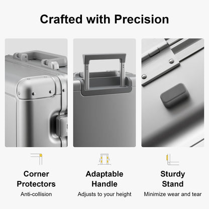 LEVEL8 Hard-Shell Aluminum Suitcase with Double TSA Lock (55cm - 35 Liters): Silver