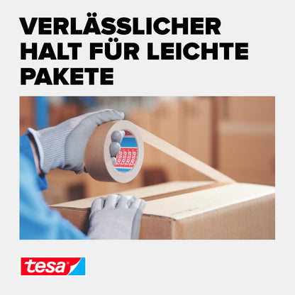 tesa parcel tape (brown): 6 rolls of 50m x 50mm, FSC-certified &amp; recycling-friendly