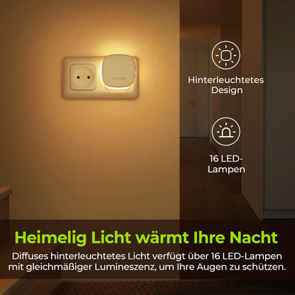 AUVON LED Night Light Set of 2 (Warm White): Motion Sensor &amp; Twilight Sensor