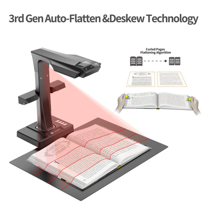 Professional book scanner 'CZUR ET24 Pro' with HDMI: 24MP with laser flattening technology