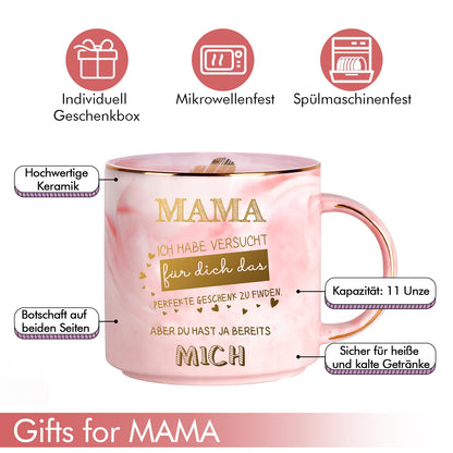Rosa Mama-Tasse (330ml) für Muttertagsgeschenk: Liebe zum Schenken