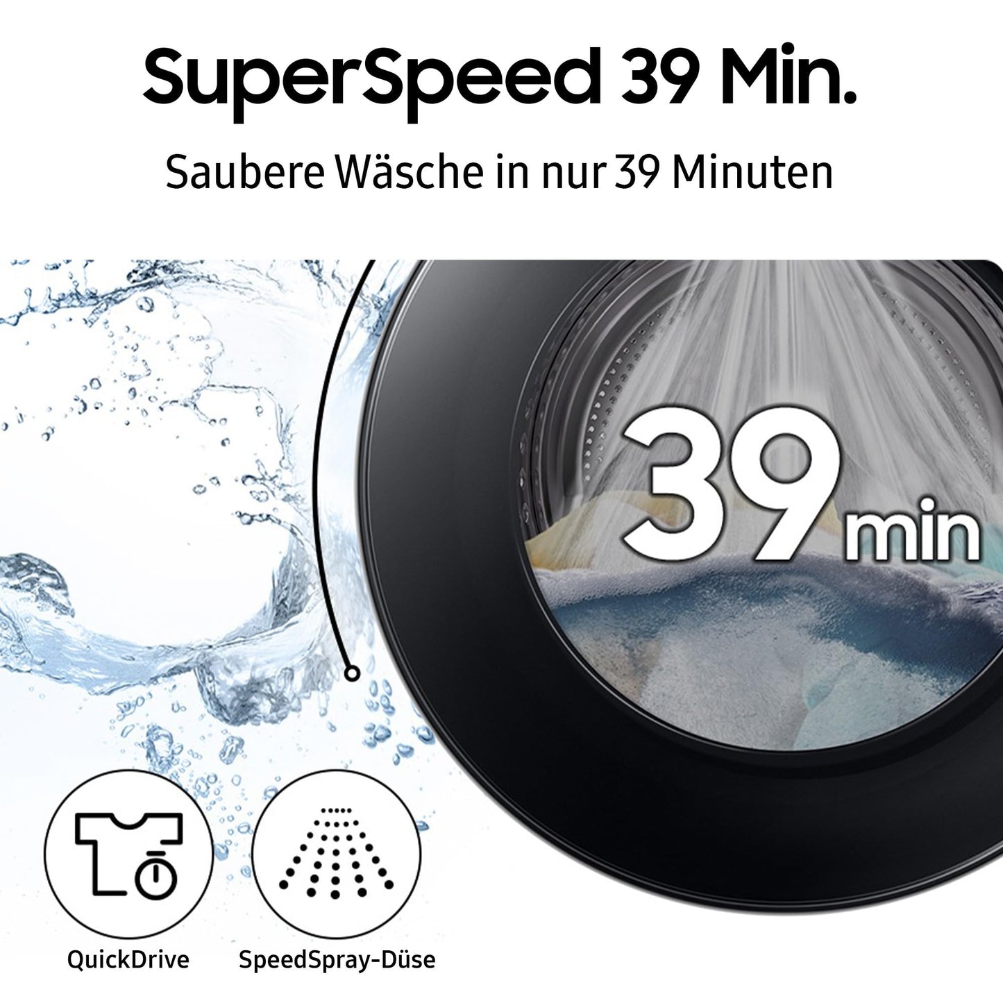 Samsung (WF90F09C4SU2) 'Bespoke AI' Washing Machine (9kg): SmartThings Energy Mode, Ecobubble, SuperSpeed