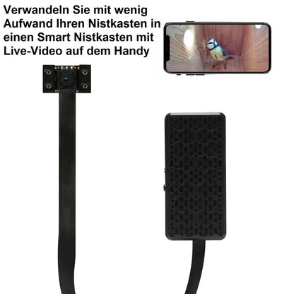WIWACAM 4K Wi-Fi mini camera for nesting boxes: Live transmission to smartphone, night vision