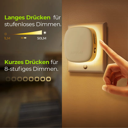 AUVON LED Night Light Set of 2 (Warm White): Motion Sensor &amp; Twilight Sensor