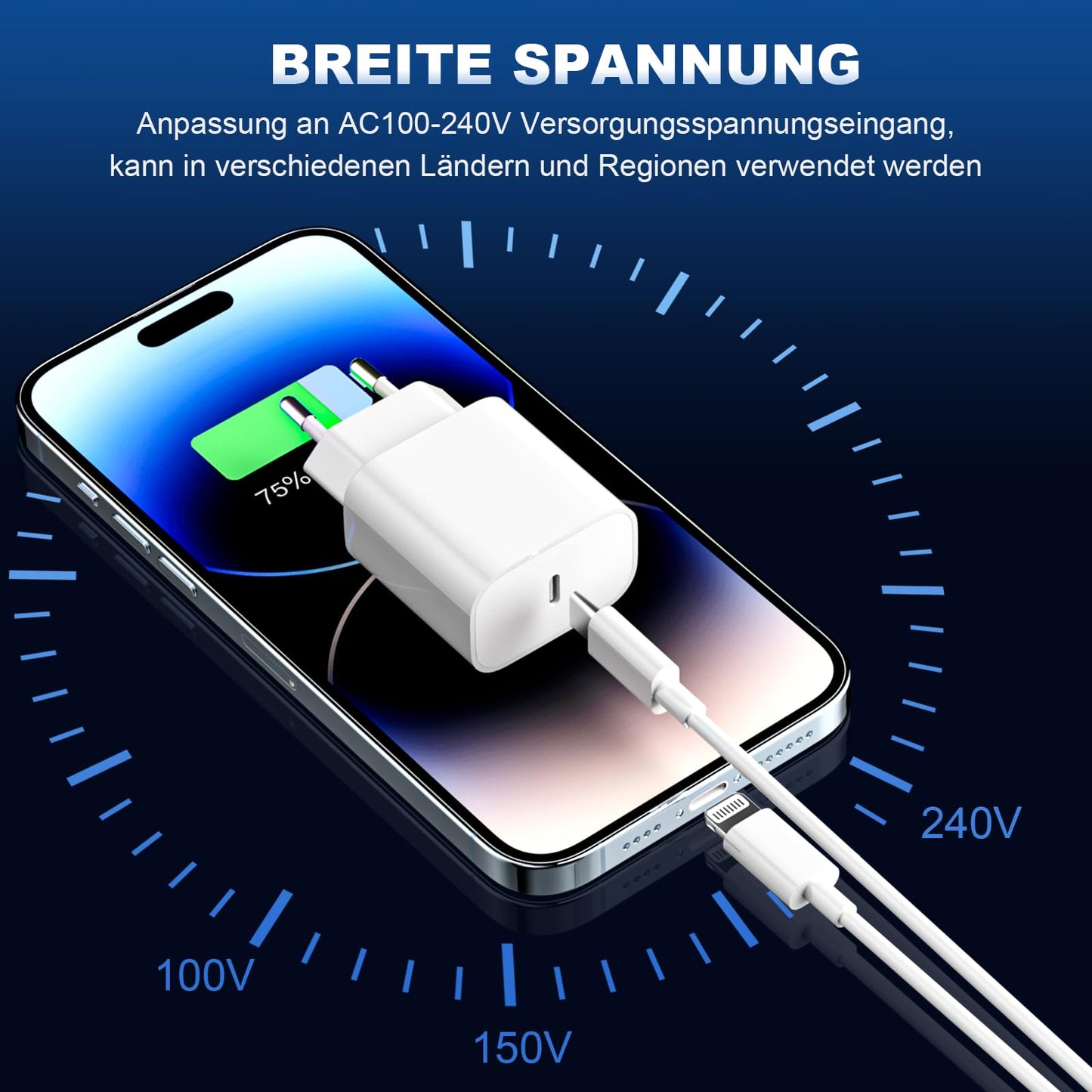 Apple iPhone Schnellladegerät 25W - 'MFi-Zertifiziert' (2er-Pack) mit USB-C auf Lightning-Kabel