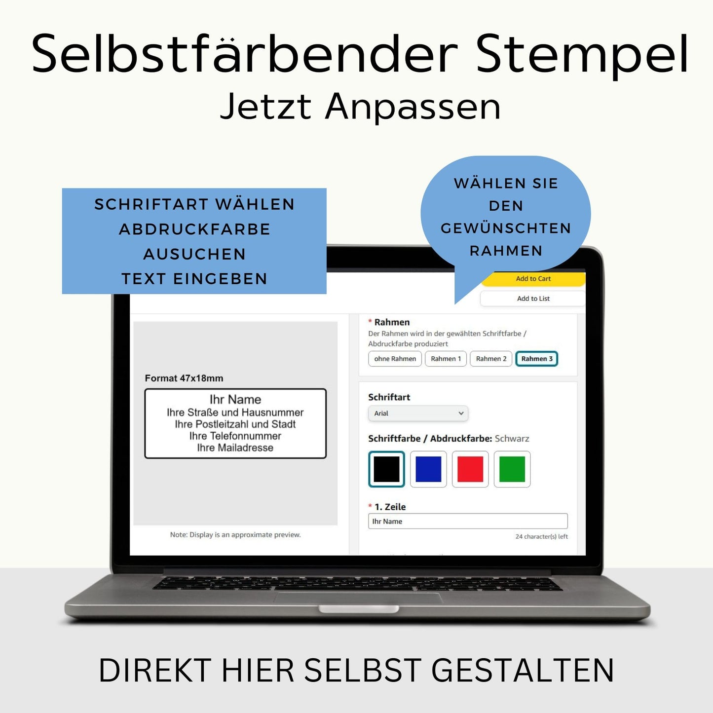 stempelfritz personalized company stamp with case in black and blue