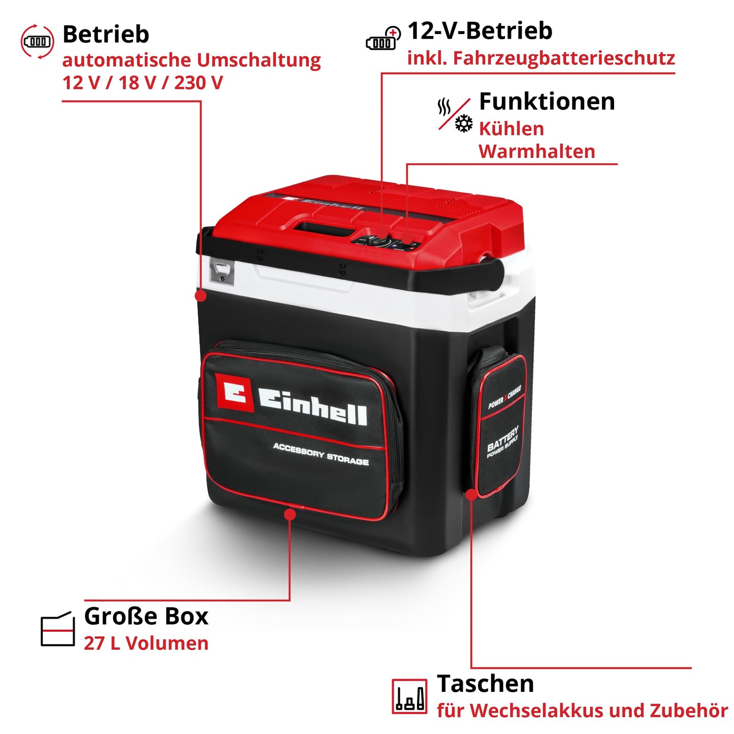 Einhell cordless cool box TE-COL 18/27 Li-Solo Power X-Change incl. bags