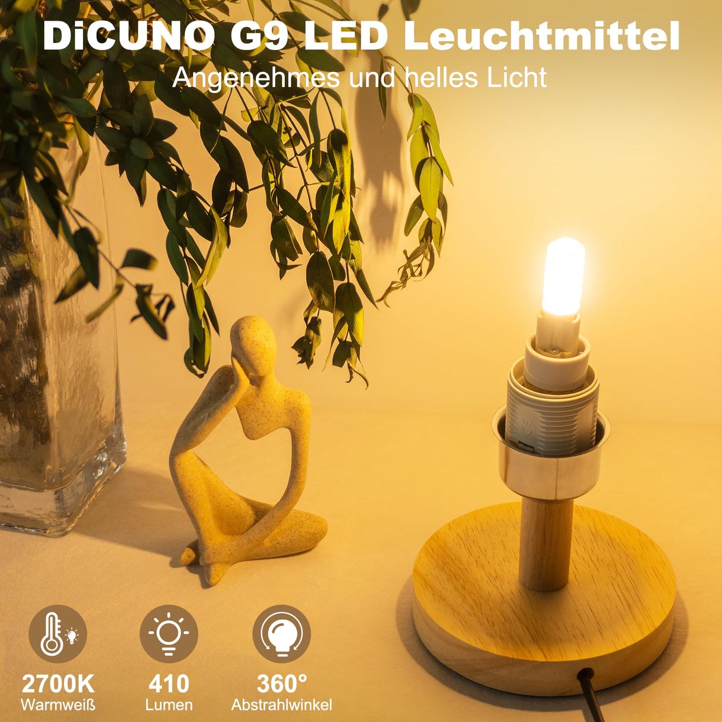 DiCUNO G9 LED-Leuchtmittel 3W (Warmweiß 2700K): Nicht Dimmbar - 6er Pack