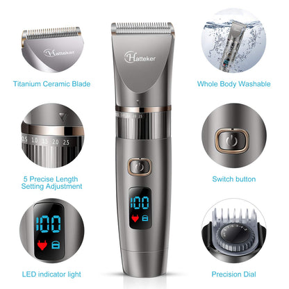HATTEKER 3-in-1 professional hair clipper with beard trimmer, precision trimmer