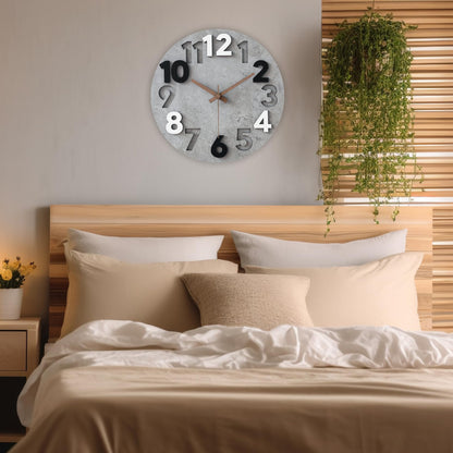 Stellarize Modern Wooden 3D Wall Clock (30cm) without ticking sounds for living room, kitchen, office