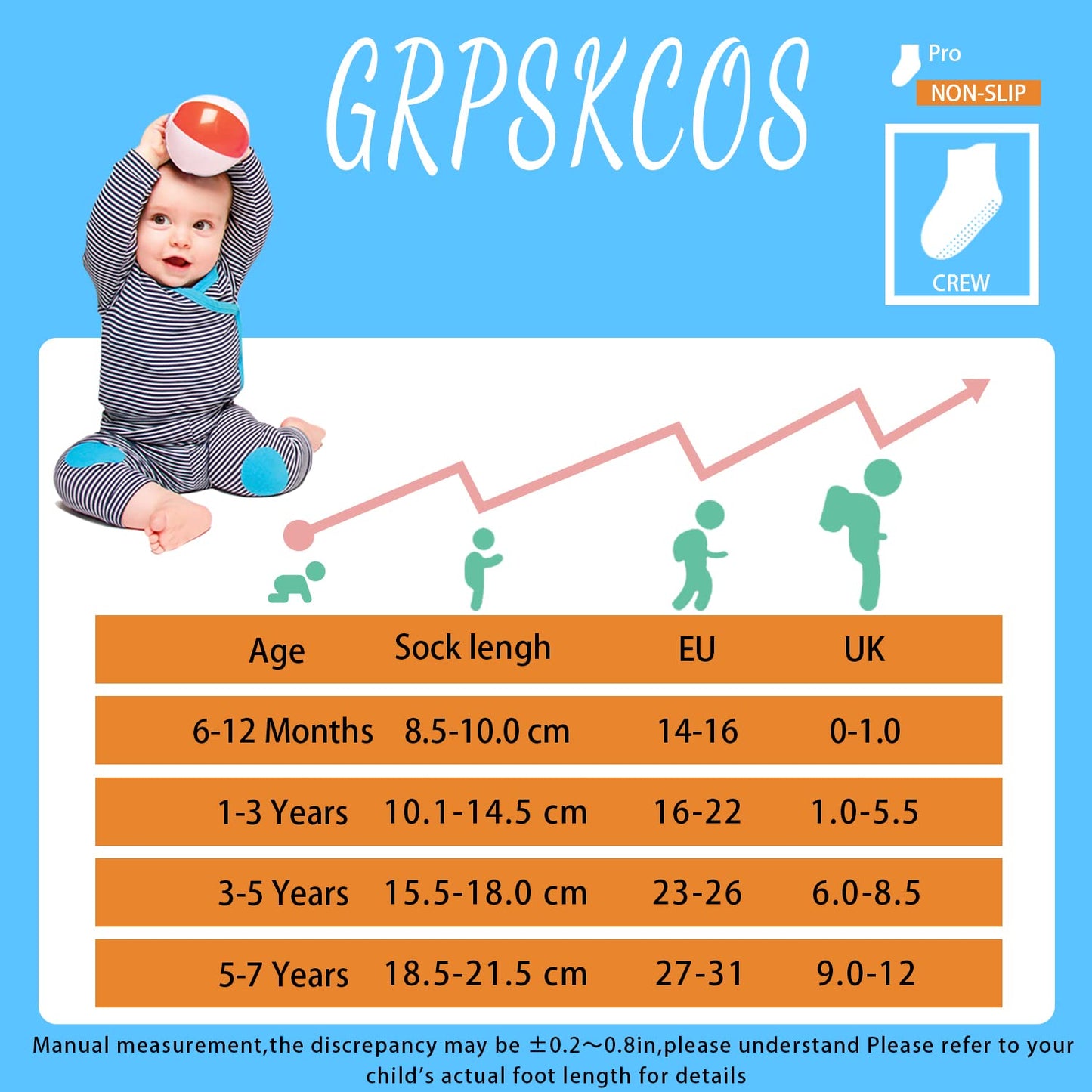 Kinder Stoppersocken (12 Paar): Antirutschsocken für Jungen, Mädchen | 3-5 Jahre