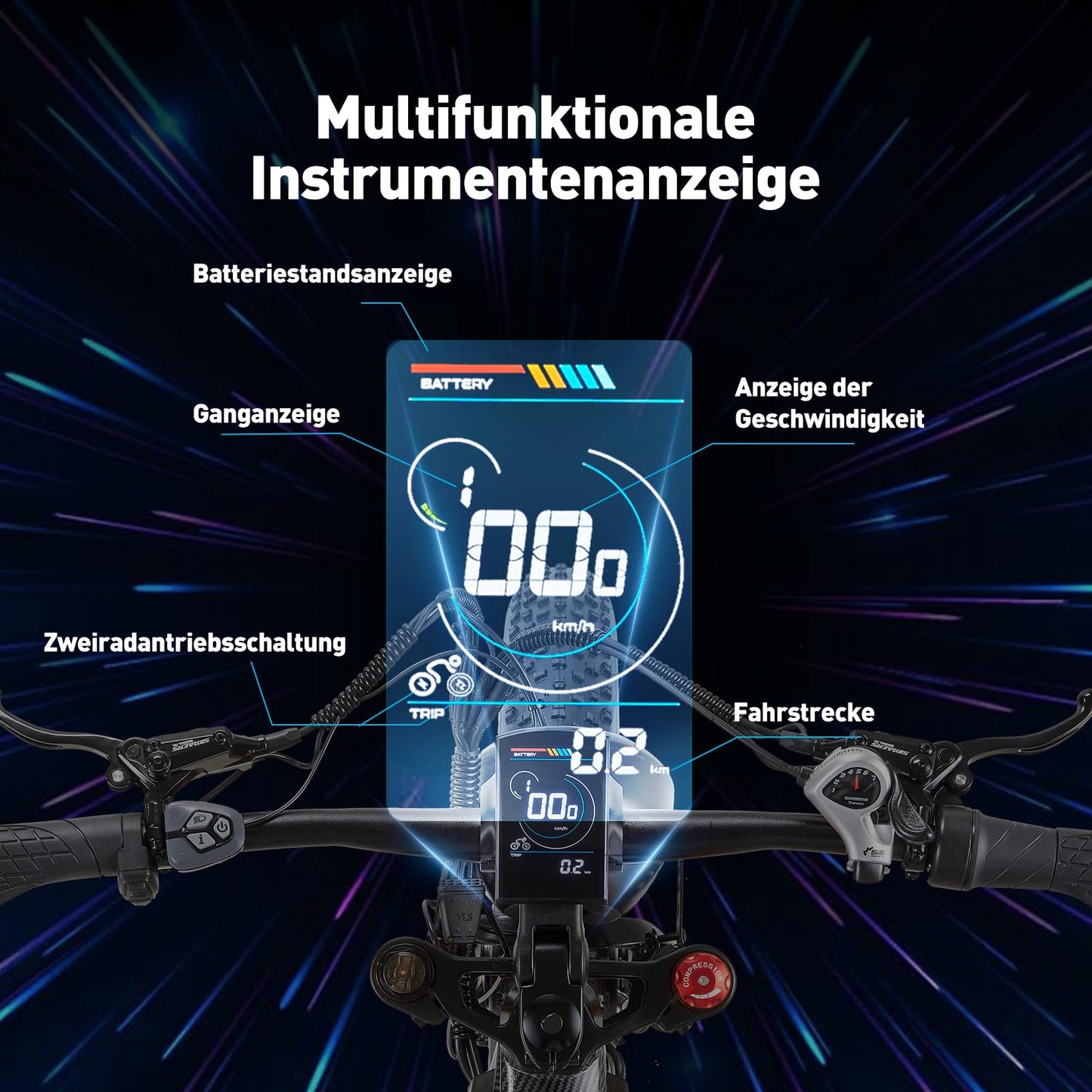 BURCHDA HC26 dual-motor e-bike with LCD display: 190Nm, 1440Wh battery up to 160km