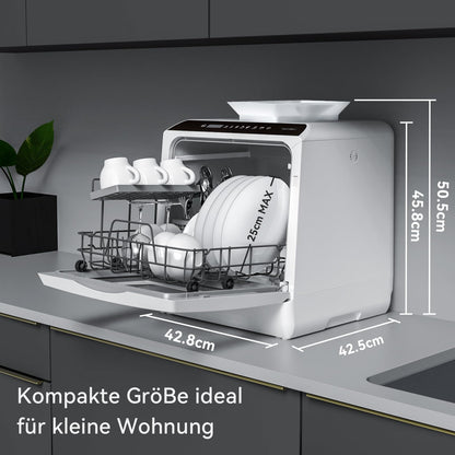 Hermitlux Mini-Geschirrspüler für 4 Bestecksätze, 5 Liter Wassertank, 6 Programme