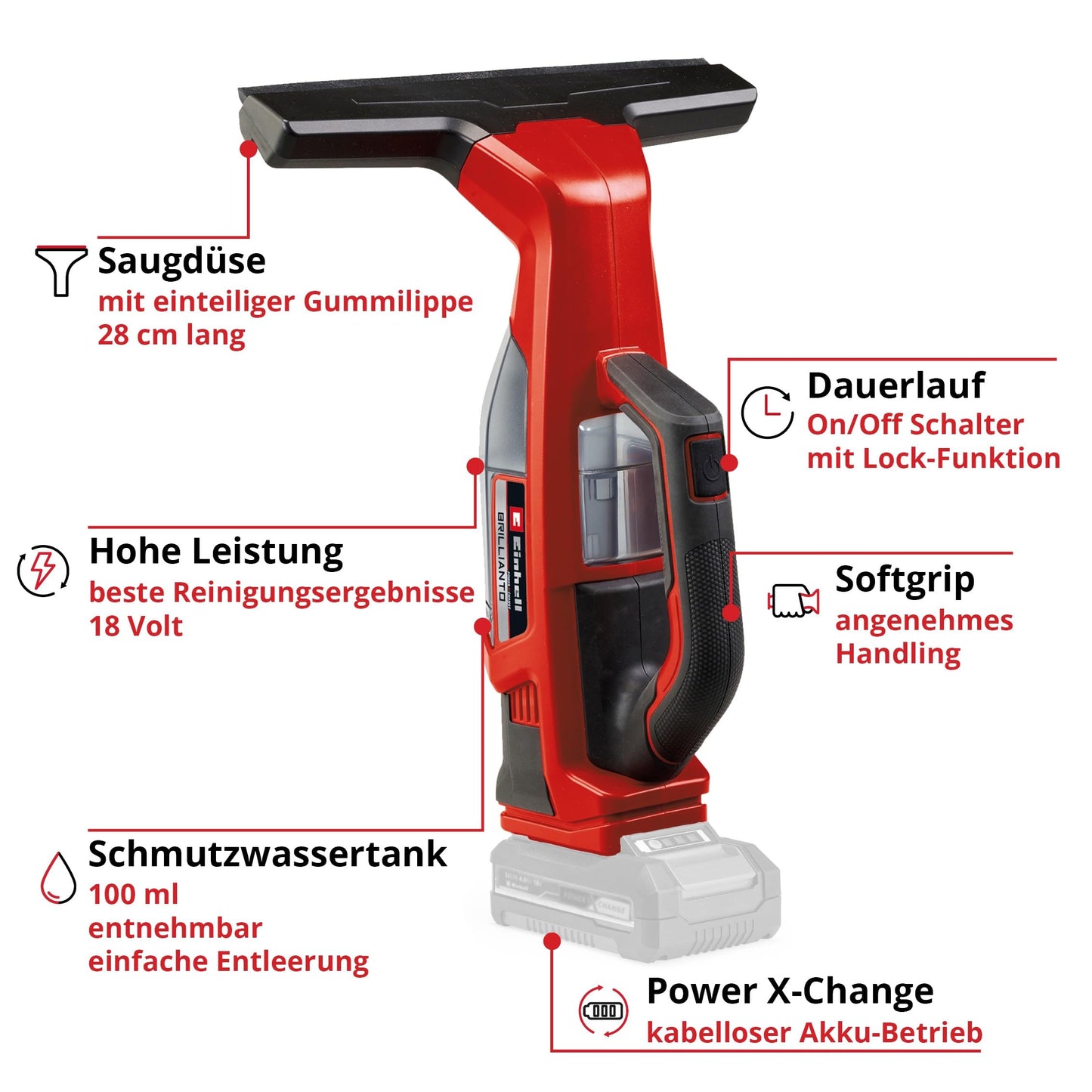 Einhell cordless window cleaner 'BRILLIANTO' Power X-Change without battery