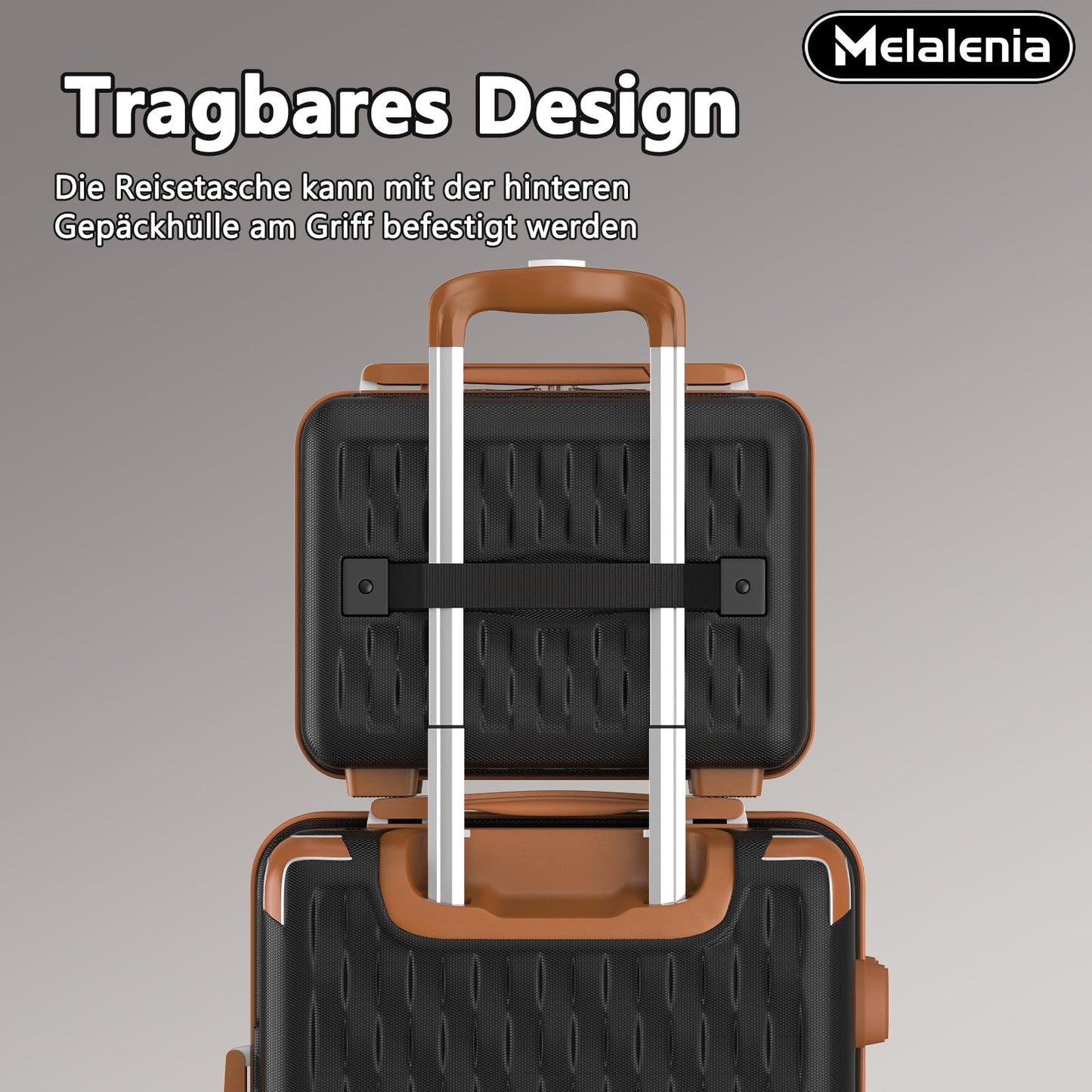 MELALENIA hard-shell travel suitcase set (7 pieces): Super-light, TSA lock | Black