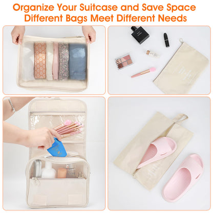 WECUTE Suitcase Organizer Set (11-piece): Waterproof Travel Clothes Bags (Khaki)