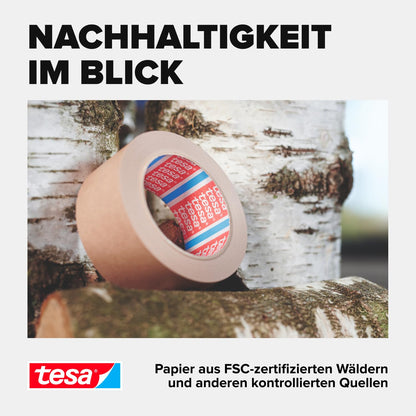tesa parcel tape (brown): 6 rolls of 50m x 50mm, FSC-certified &amp; recycling-friendly