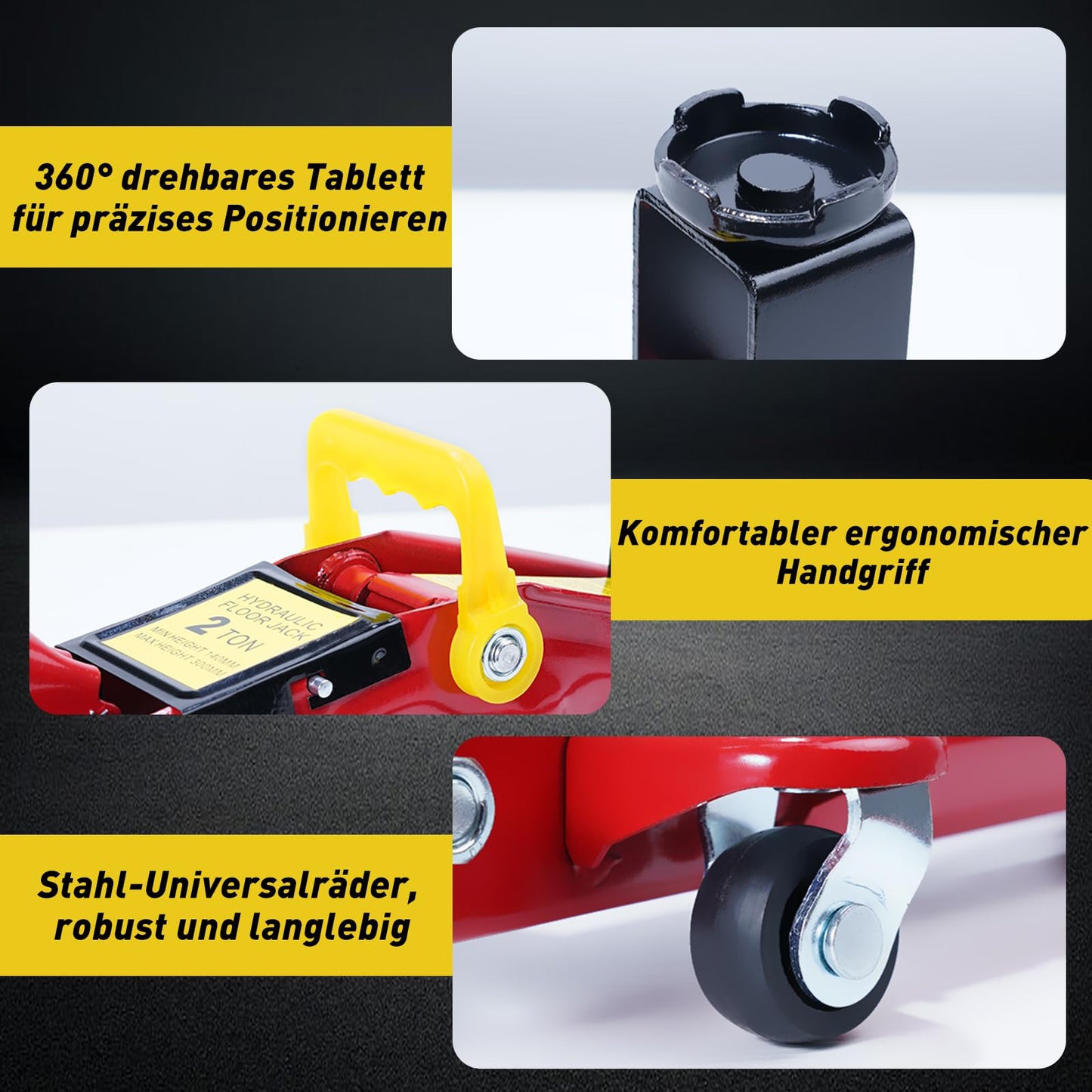 Hydraulic jack with hydraulic piston quick-lift pump | 1.5 ton capacity