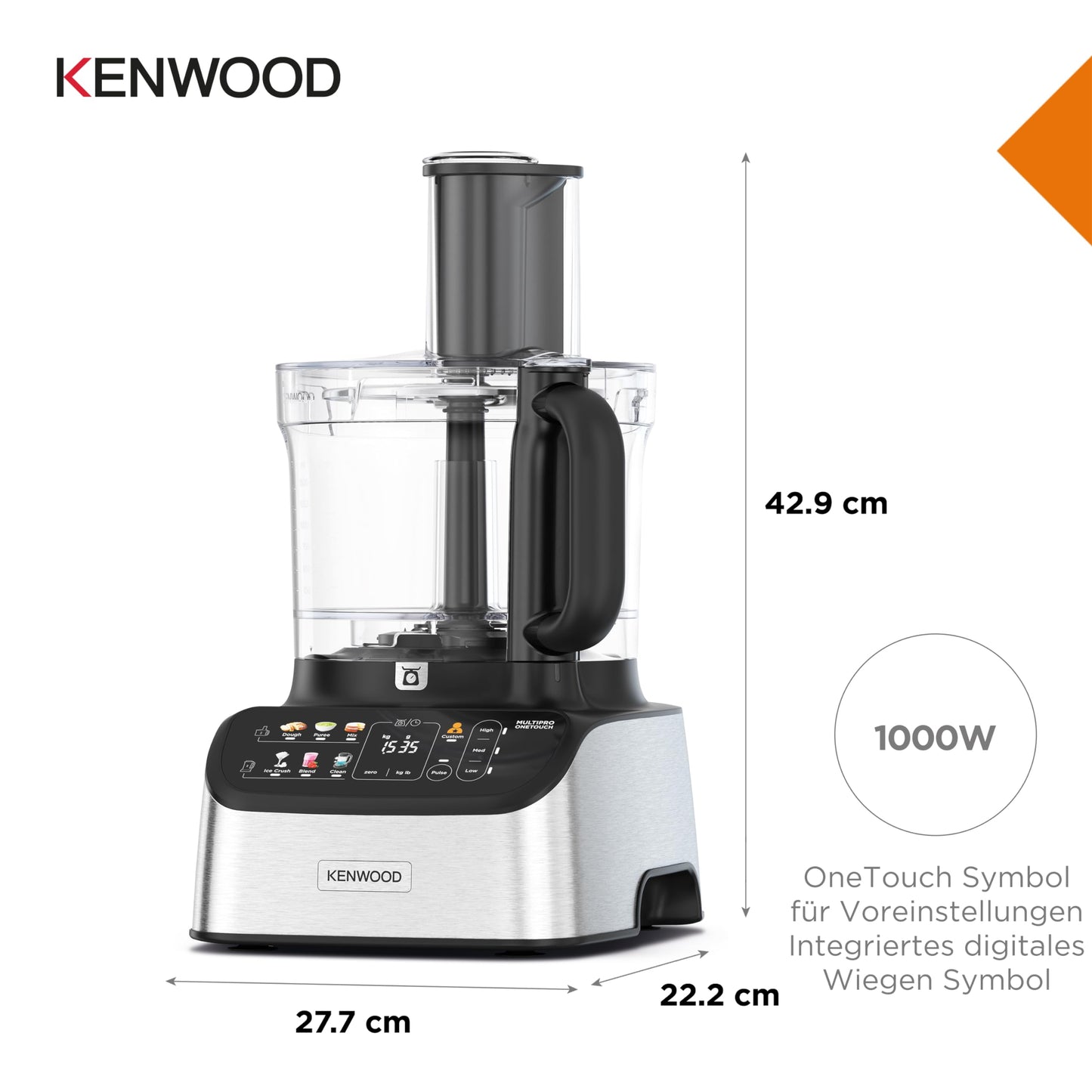 Kenwood 2-in-1 Compact MultiPro OneTouch (FDM73.480SS): Integrated scale, 1000W (Silver)