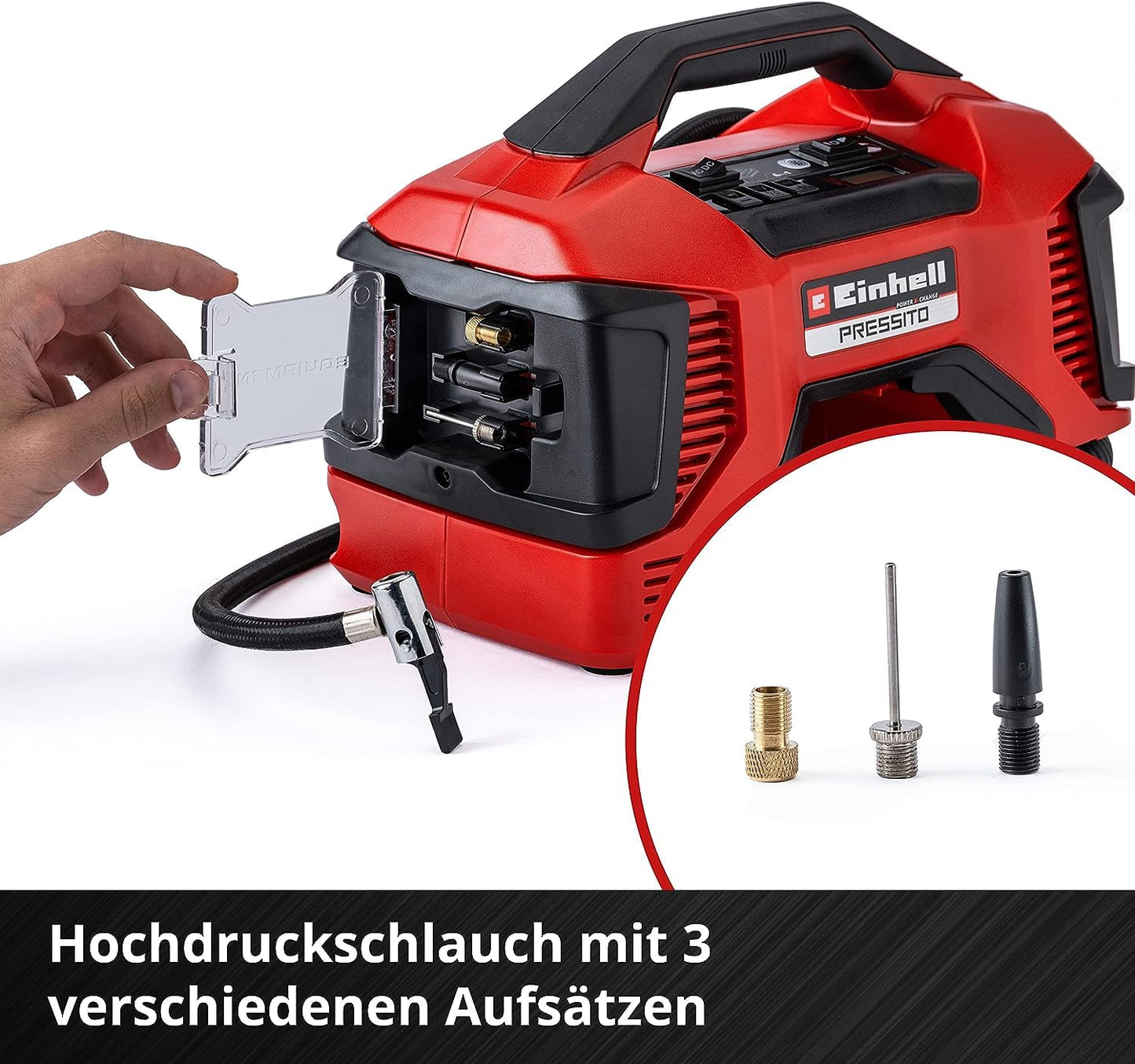 Einhell PRESSITO hybrid compressor including 3-piece adapter set: Power X-Change 18V, without battery
