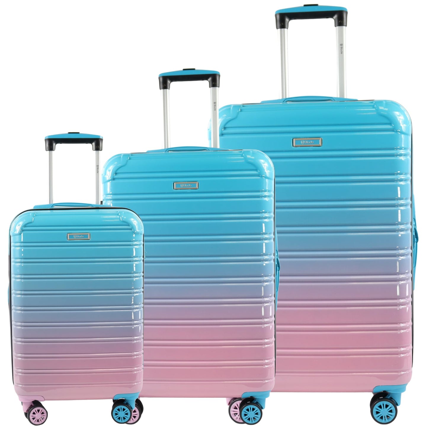 BLADE Hartschalen Reisekoffer-Set (3-teilig) mit TSA Schloss: Erweiterbar (Blau-Pink)