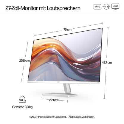 HP Series 5 (527sa) FHD IPS Monitor mit Lautsprechern | 27 Zoll, 100Hz, Entspiegelt, Neigbar