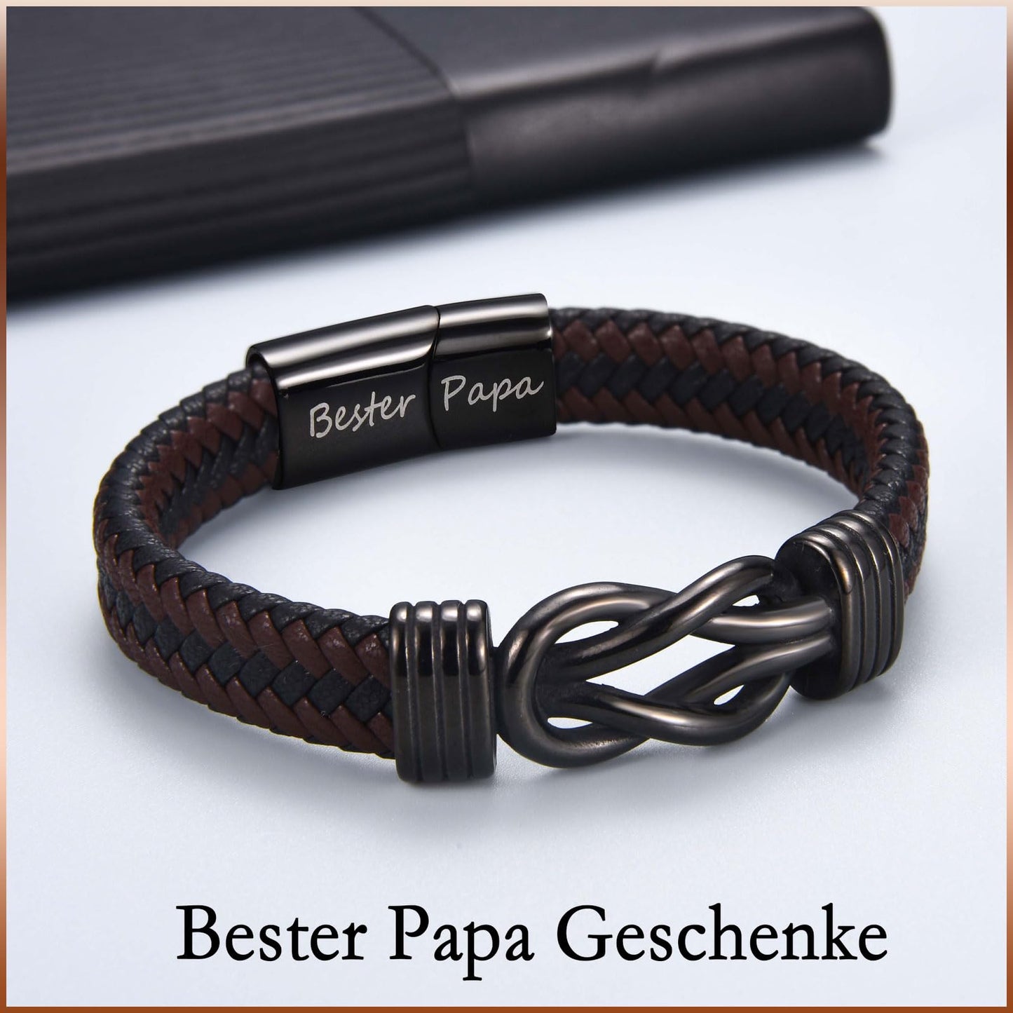 BONUS PAPA leather bracelet with engraving for father gifts for Father's Day, birthday