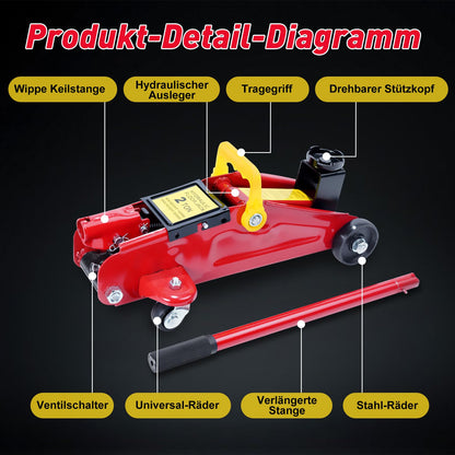 Hydraulic jack with hydraulic piston quick-lift pump | 1.5 ton capacity