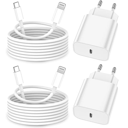 Apple iPhone Schnellladegerät 25W - 'MFi-Zertifiziert' (2er-Pack) mit USB-C auf Lightning-Kabel