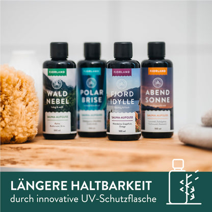 Fjorland BIO Ätherische-Saunadüfte Geschenkset (4x100ml) in hochwertiger Geschenkbox