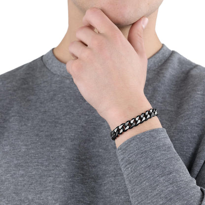 s.Oliver men's bracelet made of stainless steel (matte black): Curb links - Adjustable