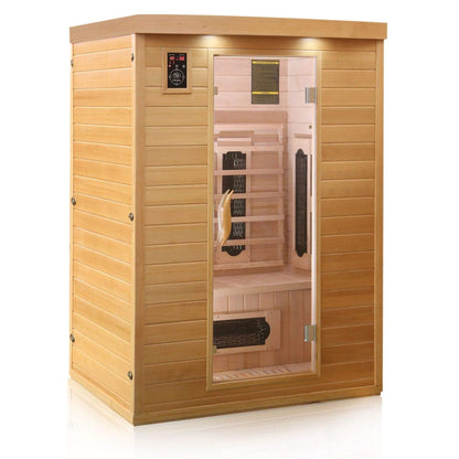 Dewello® infrared sauna 'Laval Plus' (135x105cm) for 1-2 people made of hemlock wood, LED, Bluetooth