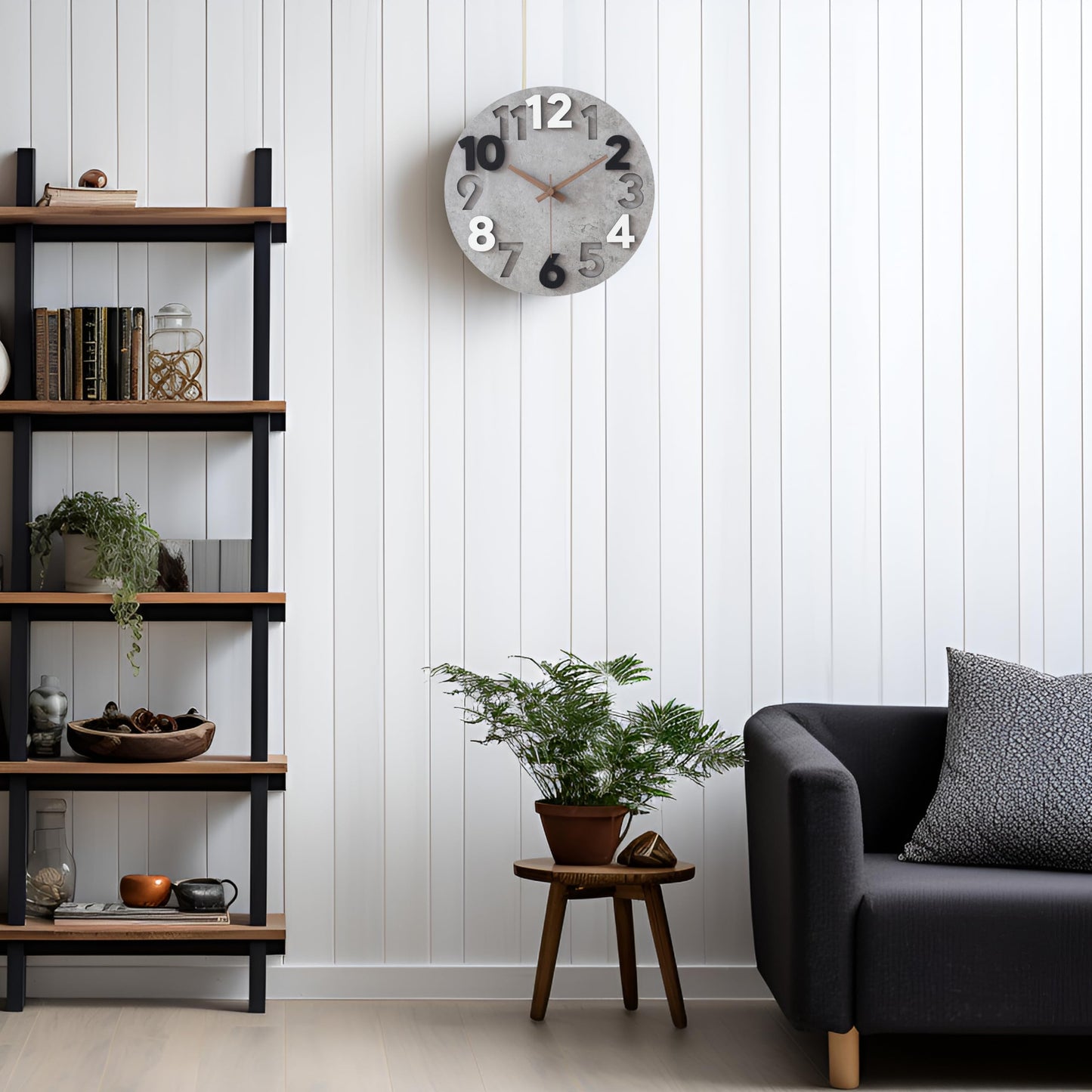 Stellarize Modern Wooden 3D Wall Clock (30cm) without ticking sounds for living room, kitchen, office