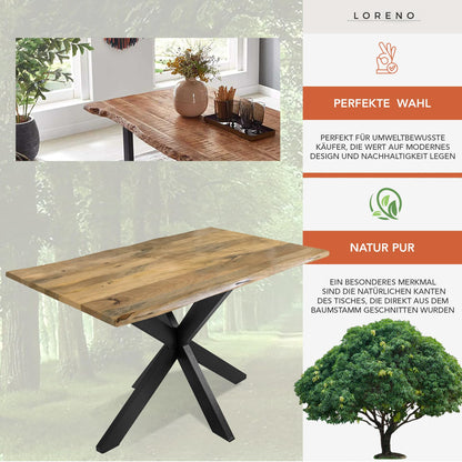 Loreno Handcrafted Mango Wood Dining Table | Solid Wood Table with Tree Edge
