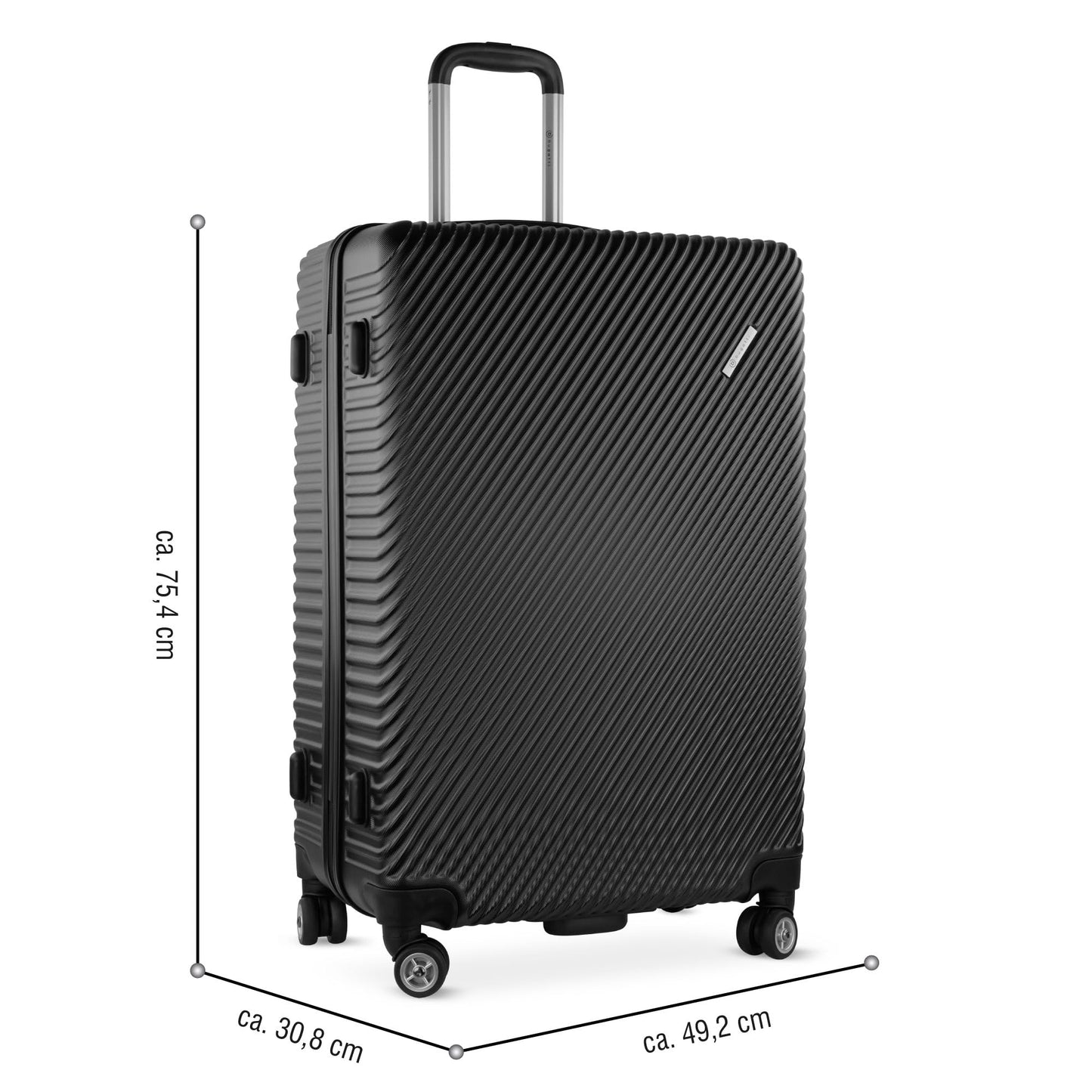 BUGATTI Hartschalen Reisekoffer 'Pure L' aus recyceltem PET (79 Liter): Schwarz