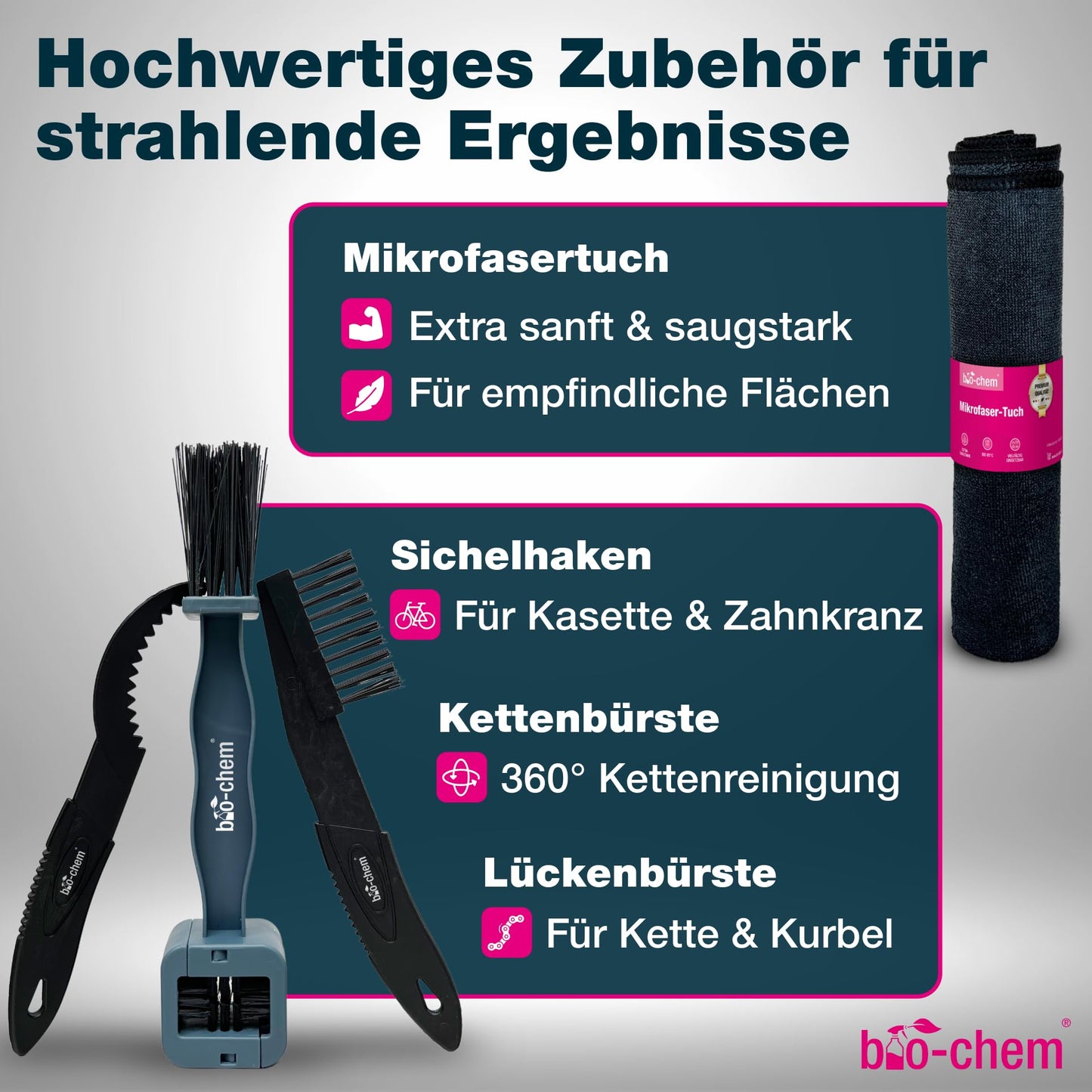 bio-chem All-in-One Bicycle Cleaning Set 'PROFI' (7 pieces): Effective, gentle on materials