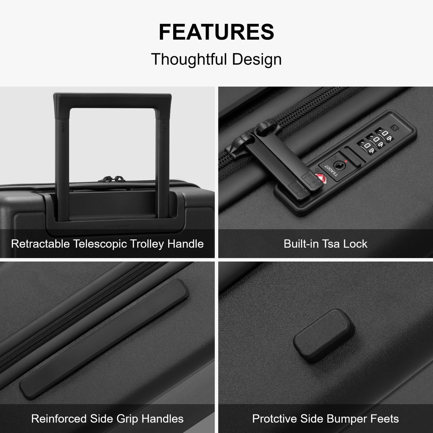 LEVEL8 hard-shell travel suitcase with organizer set (4 pieces): Elegance Matt | Black