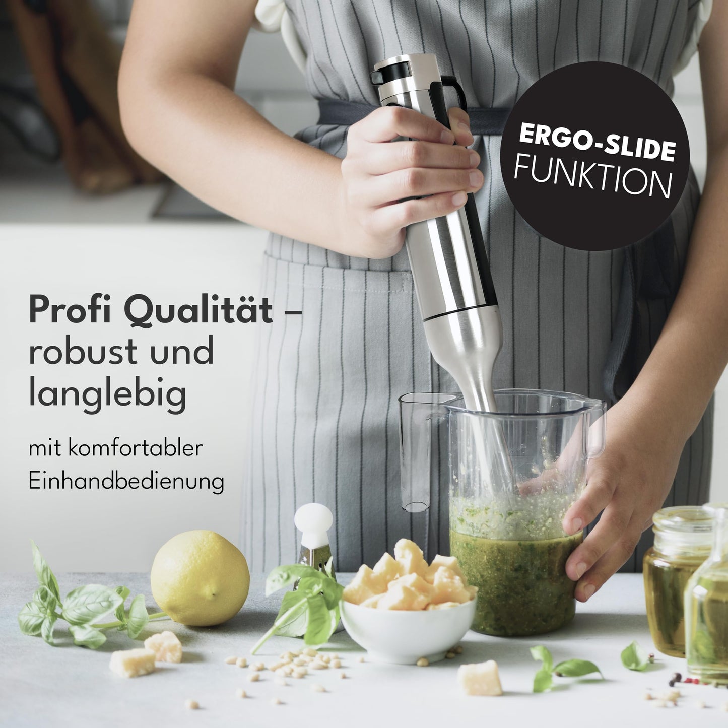 LIFETIME Premium Hand Blender Set (1200W) incl. 5x Accessories &amp; Splash Guard