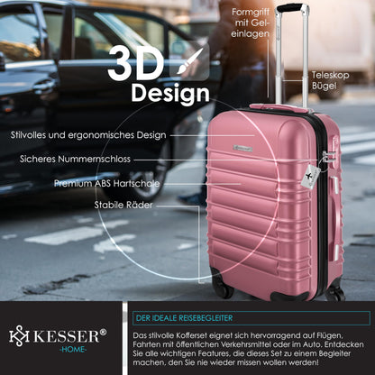 KESSER® hard-shell travel suitcase set (4 pieces) including suitcase scale and luggage tag