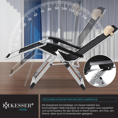 KESSER® sun lounger: Foldable &amp; weatherproof including neck pillow &amp; cup holder